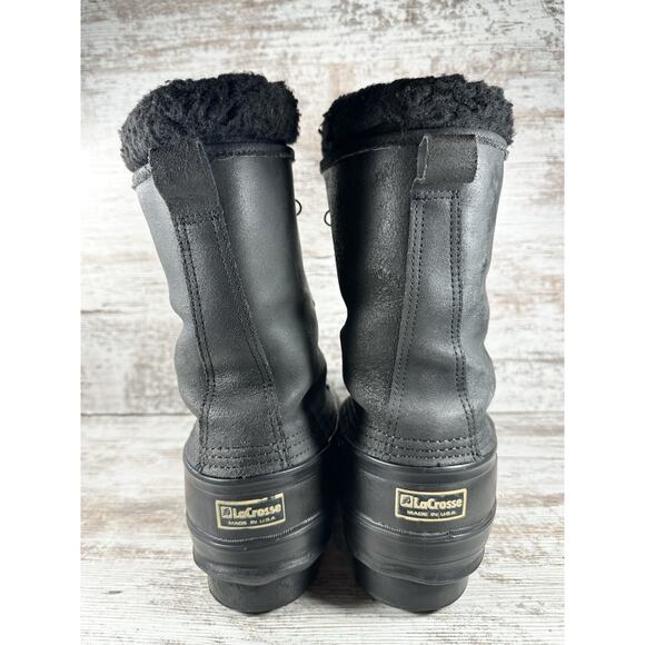 Men\'s LaCrosse Iceman Black Insulated Leather Snow Boots Sz 9 EUC! main image 8